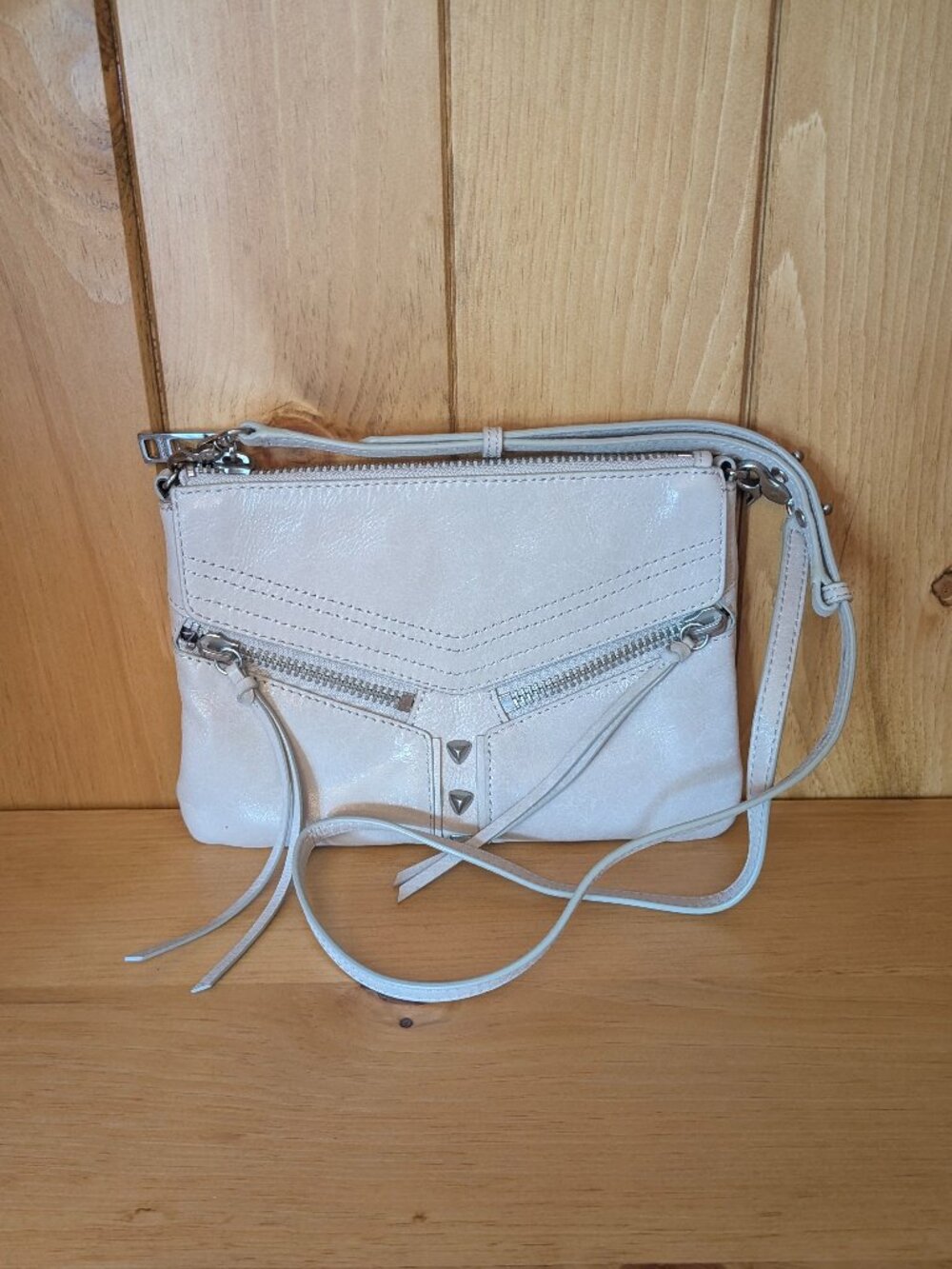 Botkier New York Trigger Studded Crossbody Leather Handbag, Beige/Greige/Stone